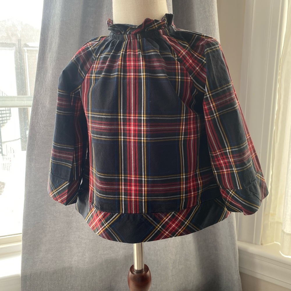 Crewcuts Stewart Tartan Plaid Ruffle-Neck Top